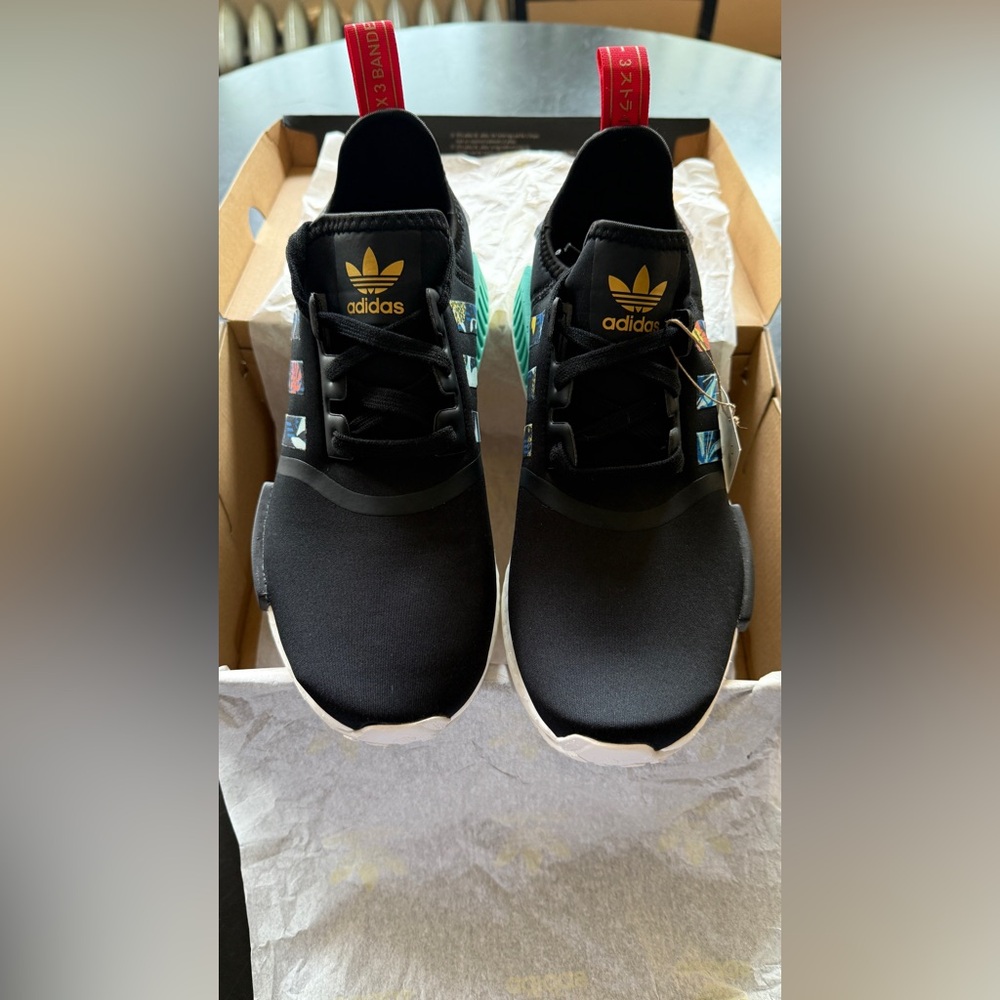 Adidas NMD_R1 Women’s Black and Green Sneakers with Patterned Details